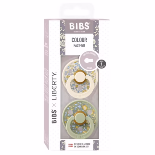 Bibs 2 Sucette Liberty Latex Rond Duo Eloise Sage 0-6M