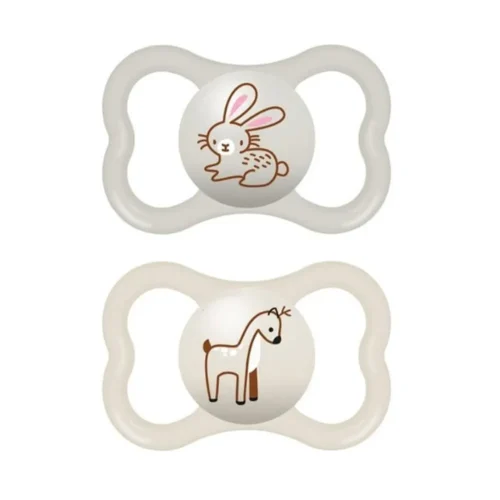 Mam Lot de 2 Sucettes Mini Air 6mois+ Lapin Beige