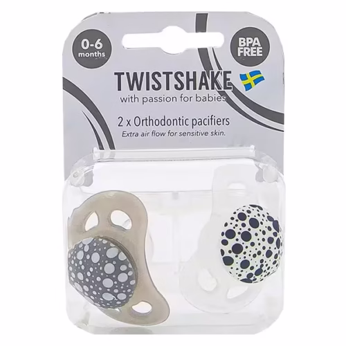 TWISTSHAKE 2x sucettes Pacifier 0 – 6 m Blanc / Noir