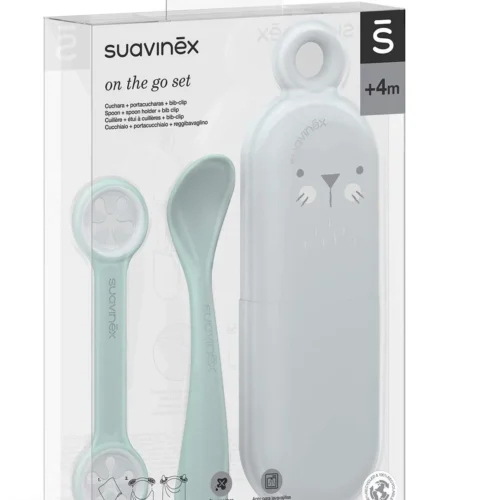 Suavinex cuillère et attache-serviette On Te Go Hygge Baby VERT