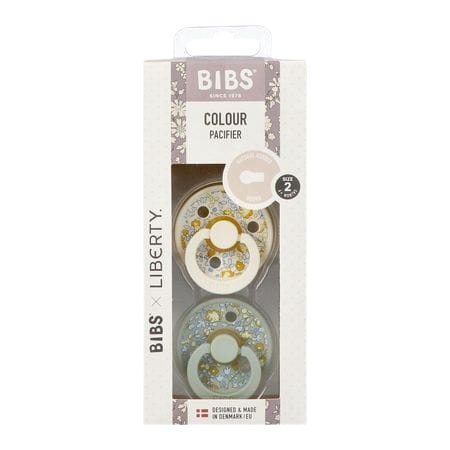 Bibs 2 Sucette Liberty Latex Rond Duo Eloise Sage 6-18M