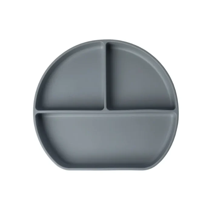 YUMMY Assiette en Silicone Multi-Compartiments avec Ventouse 4M+ GRIS