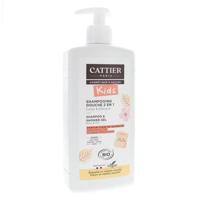 Cattier Kids Shampoing Douche 2en1 Parfum Fleur de Guimauve Bio – 500ml