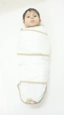 BEBEMAM Couverture d’emmaillotage Blanc/beige (0-6 mois)