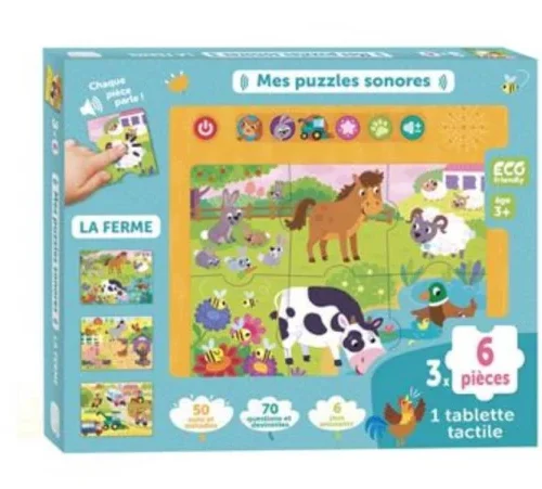 MES PUZZLES SONORES - LA FERME +3 ANS