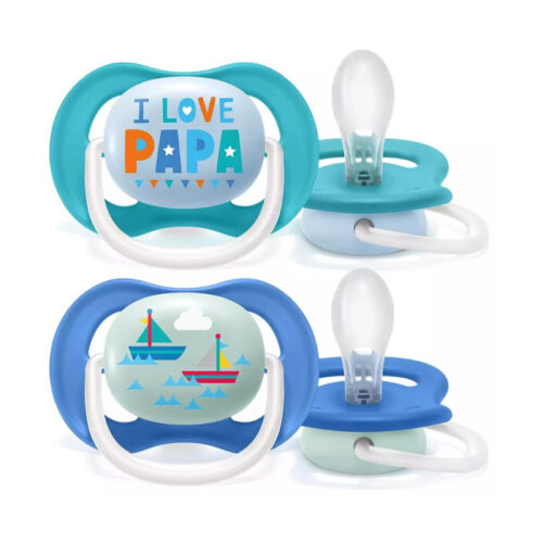 Avent Lot de 2 Sucettes Ultra Air I Love Papa 6-18m Garçon