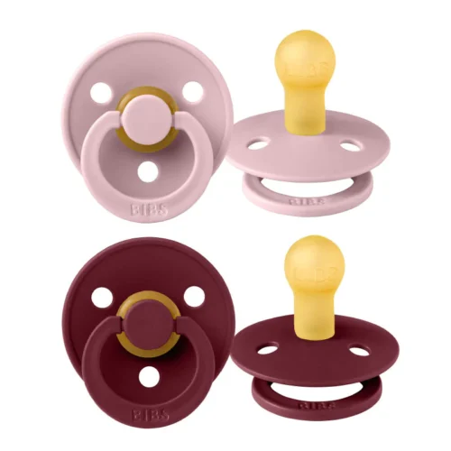 Bibs Lot de 2 Tétines - Rose poudré & Grenat - 0-6 Mois