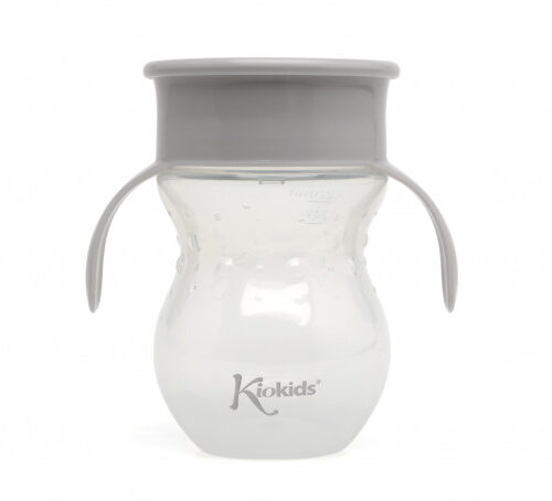KIOKIDS TASSE STEP 3 AVEC POIGNÉES 270ML GRIS 360° 12M+