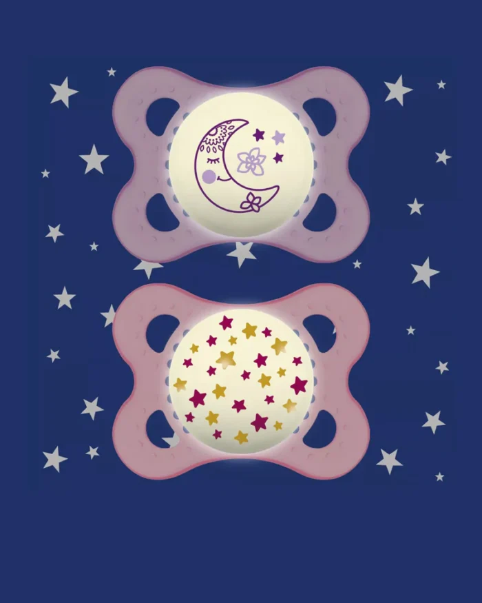 Lot de 2 Sucettes MAM Original Nuit 0-6M - Rose / VIOLET