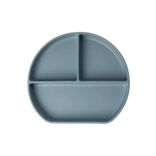 YUMMY Assiette en Silicone Multi-Compartiments avec Ventouse 4M+ -  Bleu Pastel